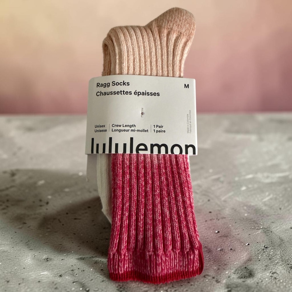 Lululemon Ragg Socks Pink Peach Gradient Crew Length Unisex Medium LU9DBVS